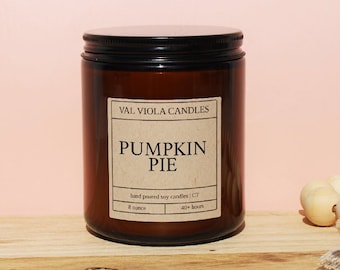 Pumpkin Pie Soy Wax Candle| Pure Soy | Fall Scents | Fall Decor | Gifts | Holidays | Gift Wishlist | Candle Lover | Fall Candles