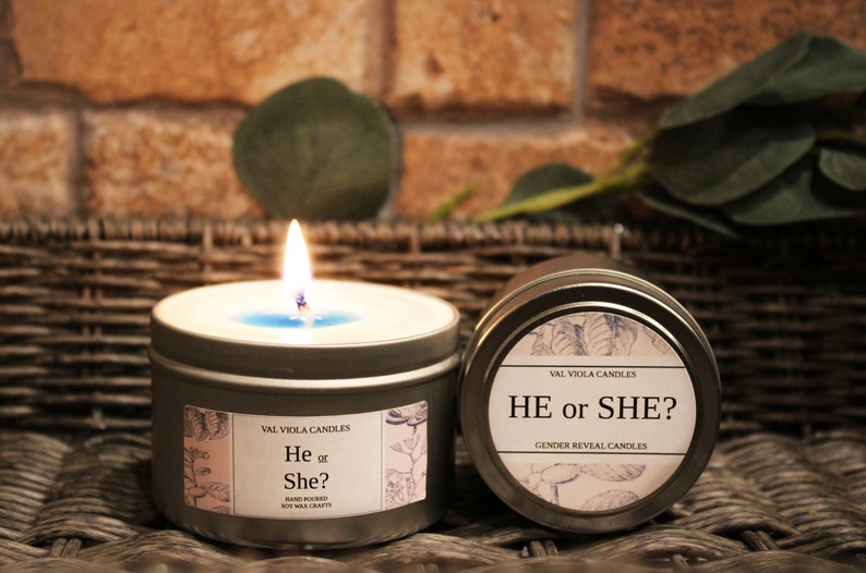 Gender Reveal Candles Soy Candle Color Changing Reveal He Etsy Australia