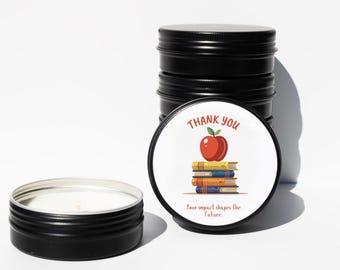 Vela de soja de agradecimiento a los profesores / Gracias, tu impacto moldea nuestro futuro.
