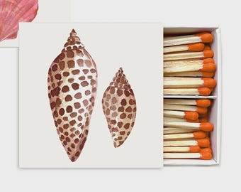 Watercolor Seashell Safety Matches Decorative Matchbox Red Tip Candle Matches
