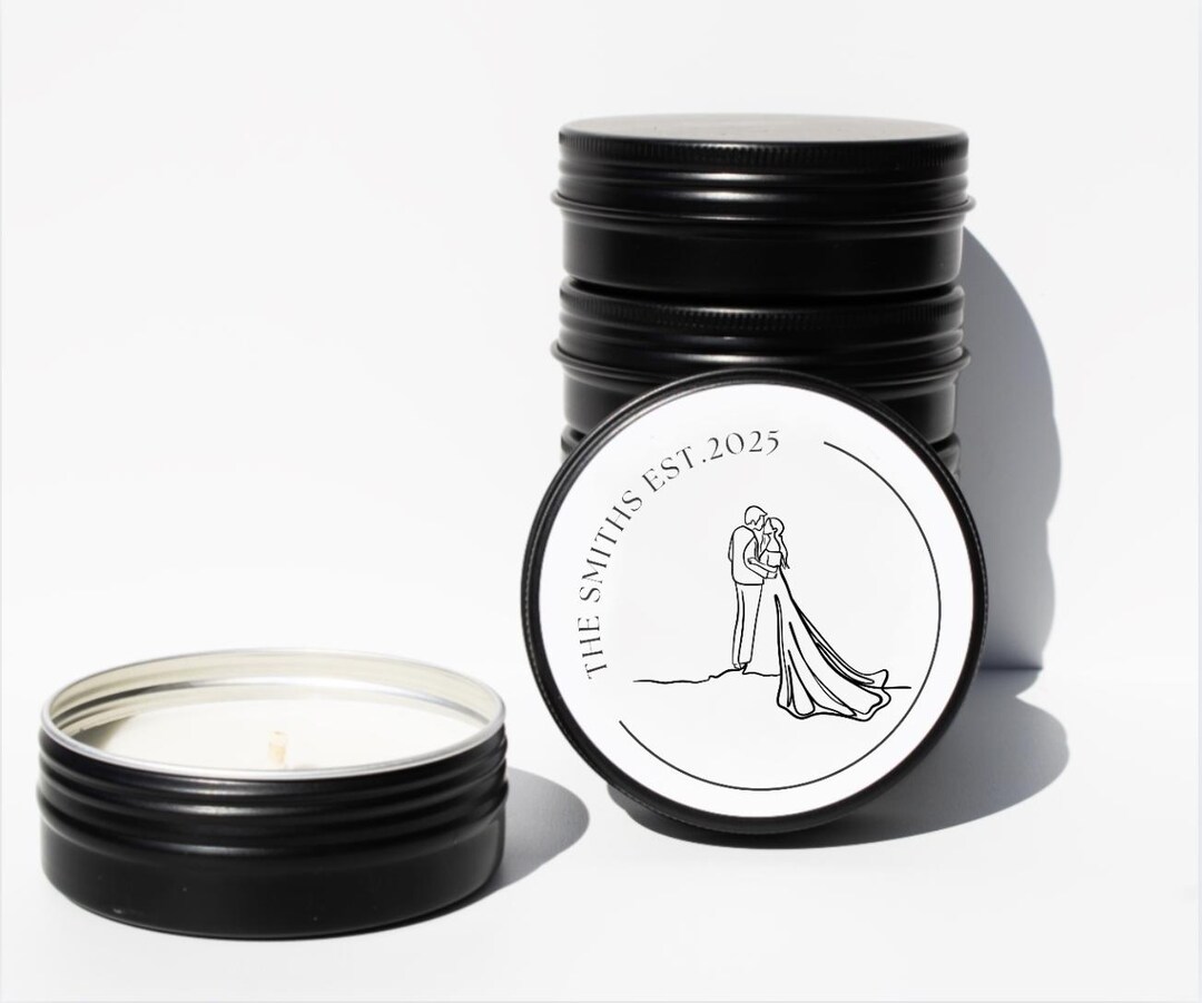 Personalized Wedding Favor Candle: 2oz Soy Wax Tin, Custom Label - Etsy