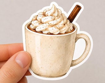 Hot Cocoa Sticker | Cozy Cottagecore, Book Lover, Coffee, Flowers (3 Inch)