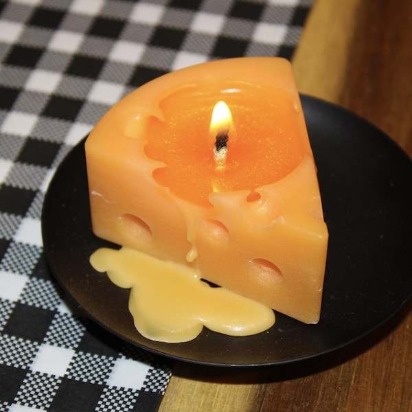 Vela de queso: vela de pilar de cera de soja novedosa, decoración divertida para el hogar