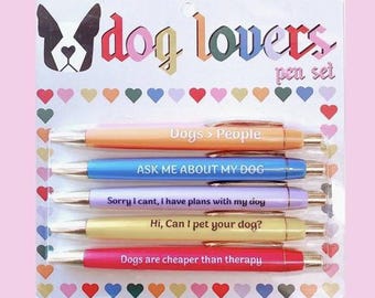 Dog Lover Pen Set | Funny Dog Sayings, Black Ink Ballpoint Pens