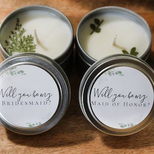 Bridesmaid Proposal Soy Candle: Floral Scented Wedding Favor
