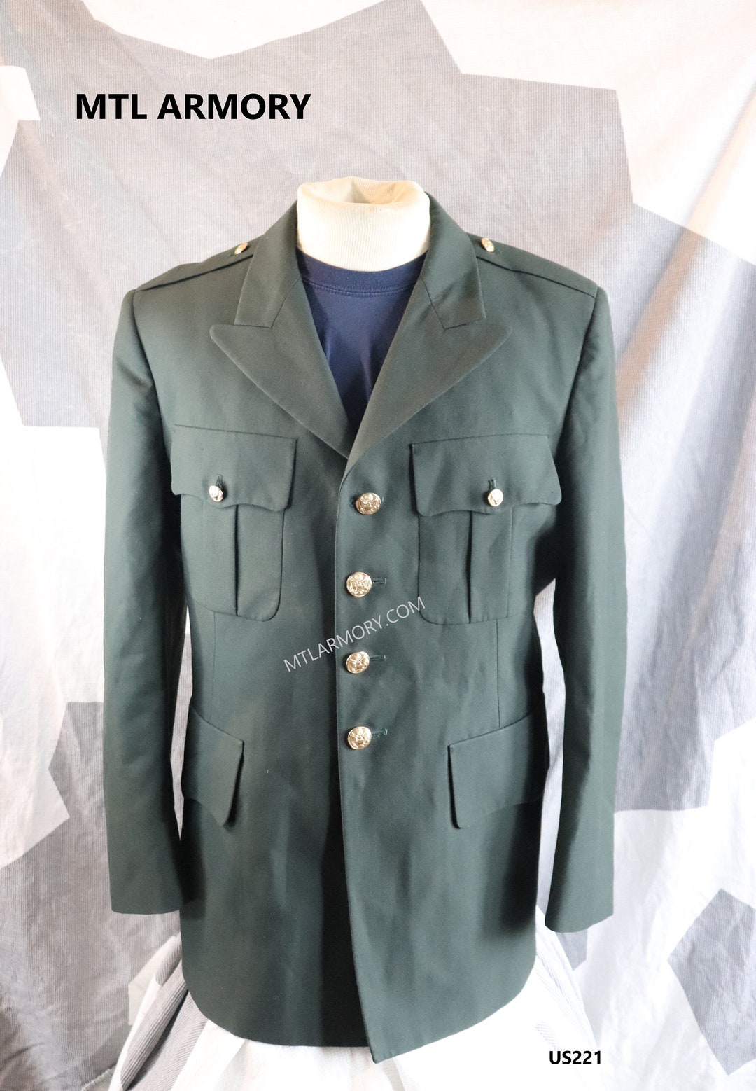 US Army Green Dress Uniform Jacket Size 42R Etsy