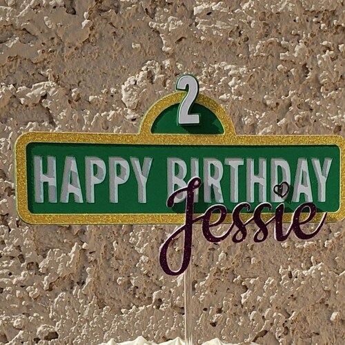 Happy Birthday Street Sign Personalized Happy Birthday Cake Etsy