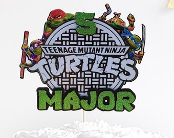 Inspired Turtles Themed Birthday Cake Topper – Custom Name & Age