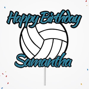 Personalized Volleyball Happy Birthday Cake Topper with Name, Boys & Girls Volleyball Player Cake Topper