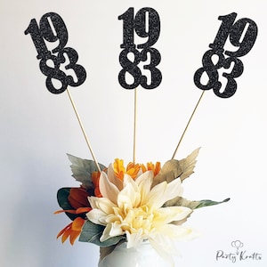 1983 Reunion Centerpiece, Class of 1983 Centerpiece Cutouts Sticks, 80&#39;s Baby, 1983 Birth Year, 40th Birthday Year Centerpiece