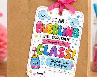 Bubble Gift Tag Printable | First Day of School Tag | Bubble Gift Idea | Teacher Student Gift Tag | Back to School Favor | Instant Download