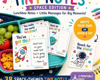 Space Tiny Notes for Kids | Lunchbox Encouragement Cards (Digital Download)