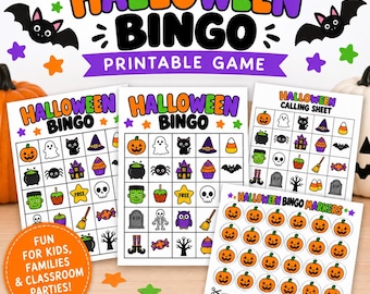 Halloween Bingo Printable Game, 30 Cards, Classroom Party Activity (PDF)