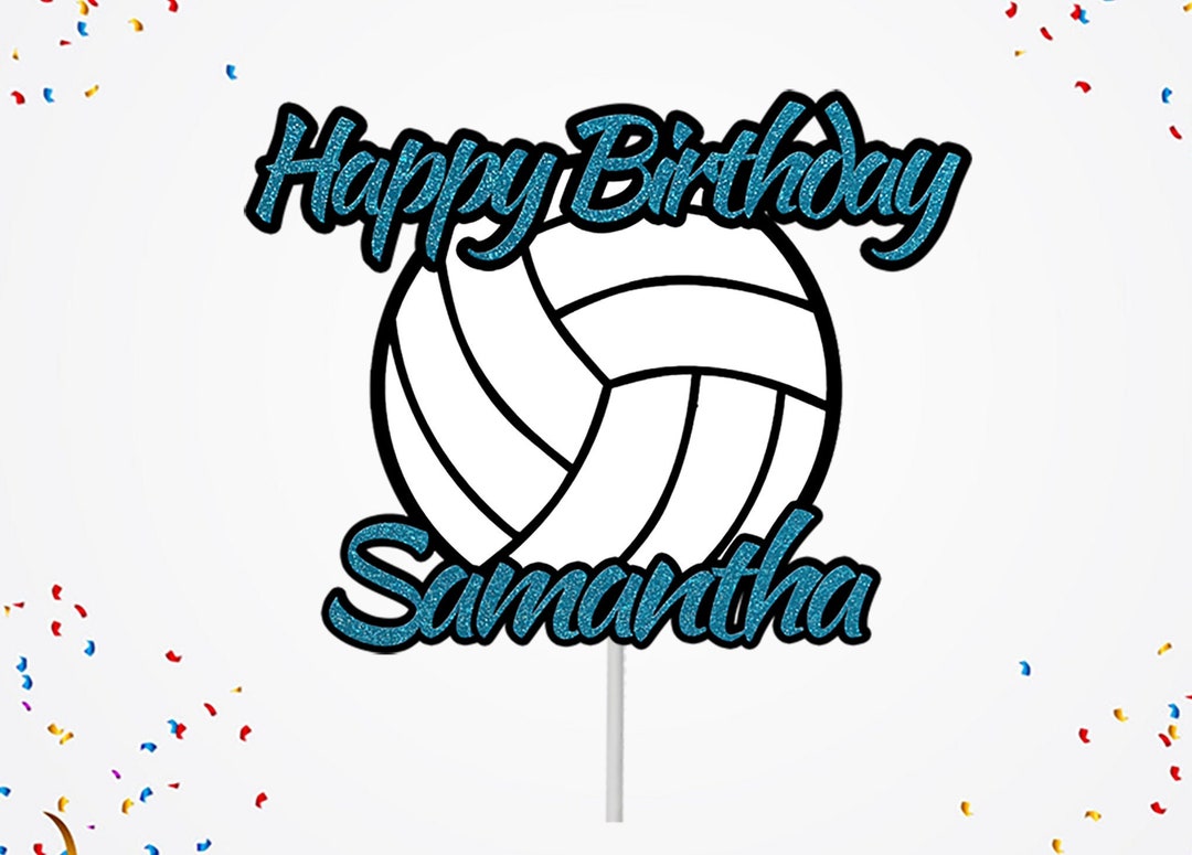Personalized Volleyball Happy Birthday Cake Topper With Name, Boys