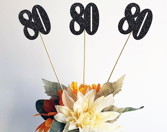 80 Centerpiece Sticks, 80th birthday Centerpiece Cutouts Sticks, 80 Years Old Birthday Decorations, 1980 Birthday Year Centerpiece