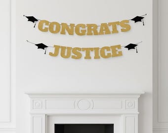 Personalized Congrats Grad Banner, Glitter Graduation Party Decor Class of 2026