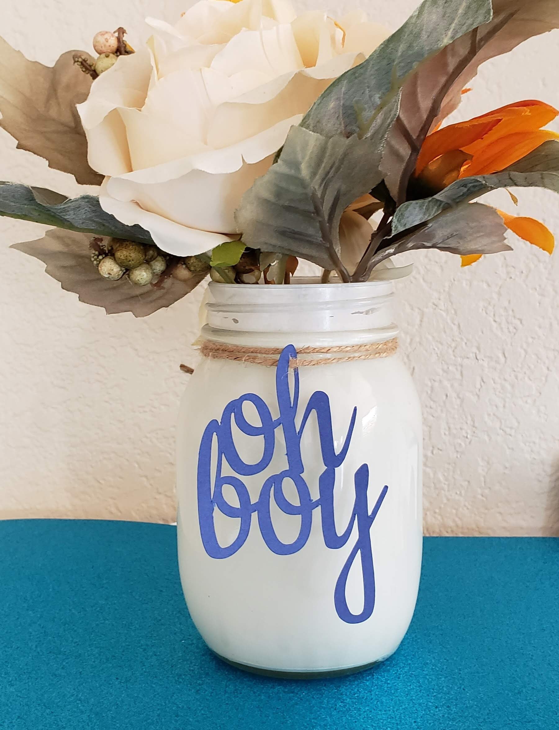 Oh Boy Mason Jar Tags, Oh boy Baby Shower Decorations, Centerpiece Ja…