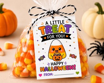Candy Corn Halloween Treat Tags, Personalized Party Favor Labels (Digital Download)
