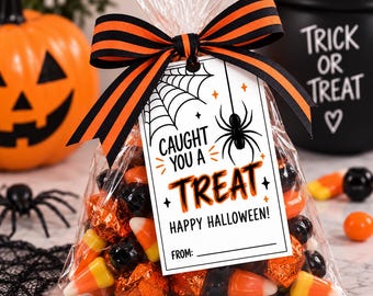 Spooky Spider Web Treat Tags, Halloween Gift Labels (Digital Download)