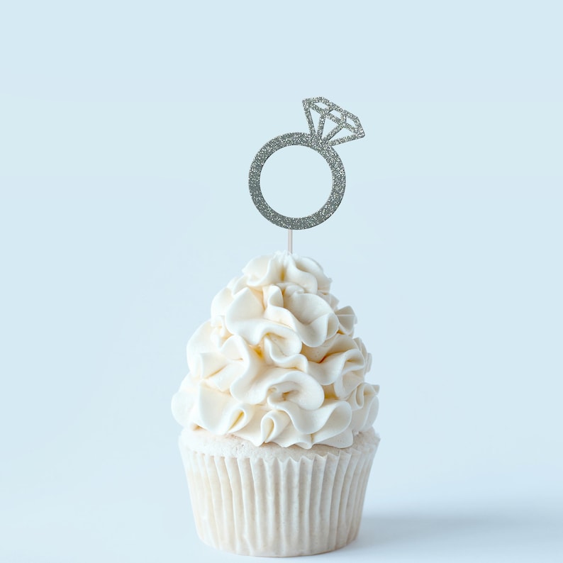 Wedding Ring Cupcake Toppers Engagement Ring Bridal Party Etsy