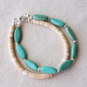 Turquoise and Melon Shell Bracelet Set