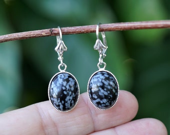 Snow Obsidian Earrings