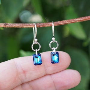 Bermuda Blue Crystal and Sterling Silver Earrings