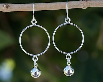 Sterling Silver Hoop and Ball Earrings