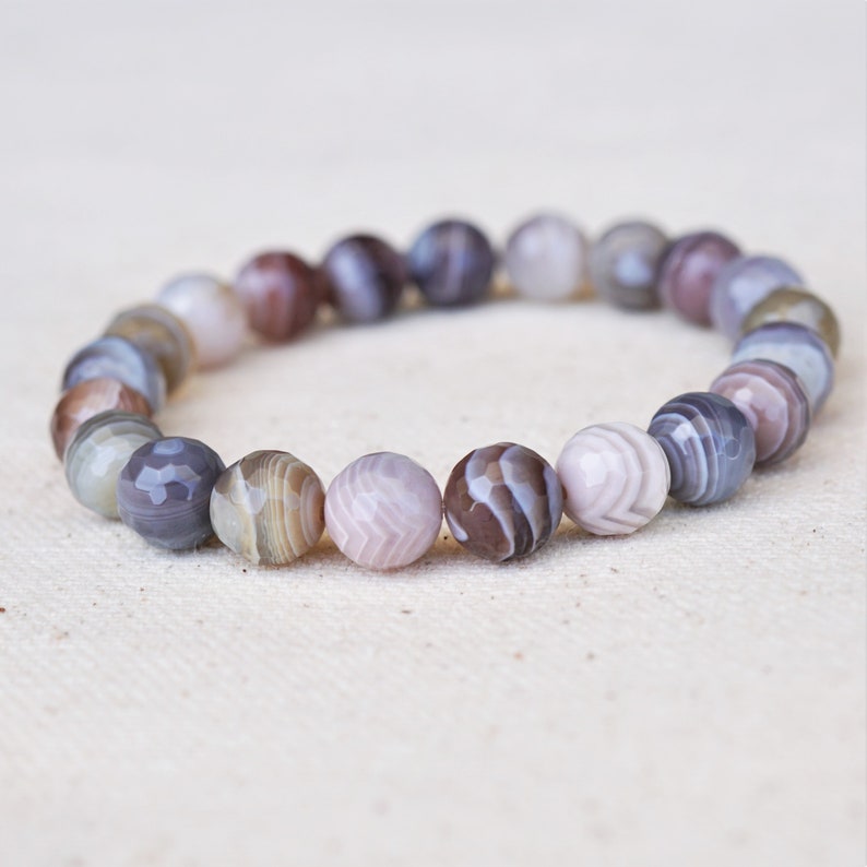 Botswana Faceted Agate Stretch Bracelet