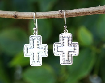 Southwest Sterling Silver Cross Earrings