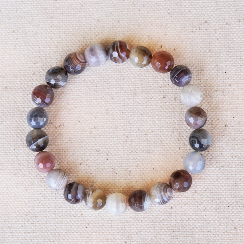 Botswana Faceted Agate Stretch Bracelet