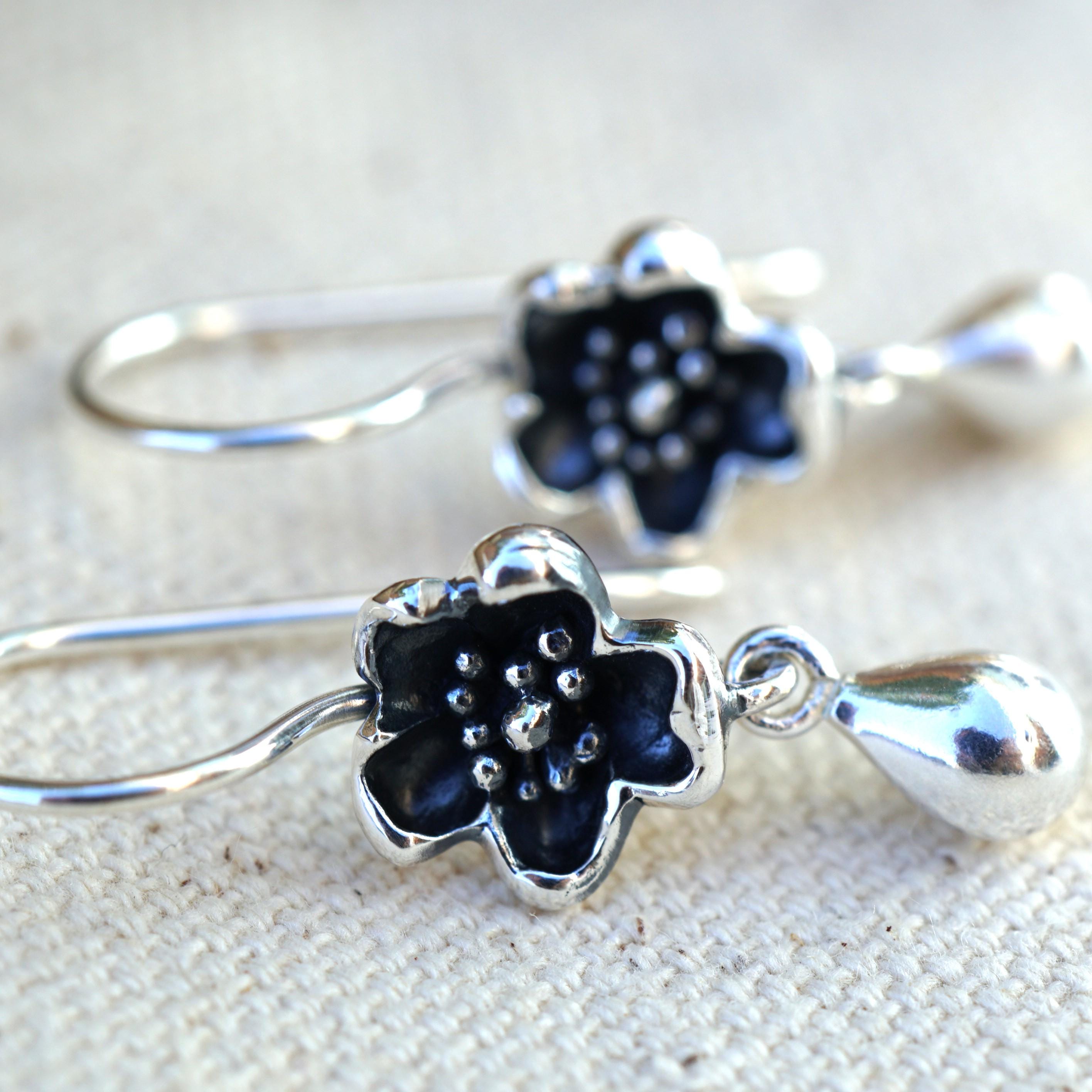 Sterling Silver Tear Drop Earrings Made With A Real Flower | Canada