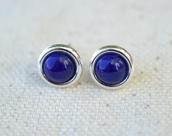 Lapis and Sterling Silver Stud Earrings