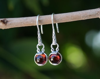 Sterling Silver and Garnet Earrings