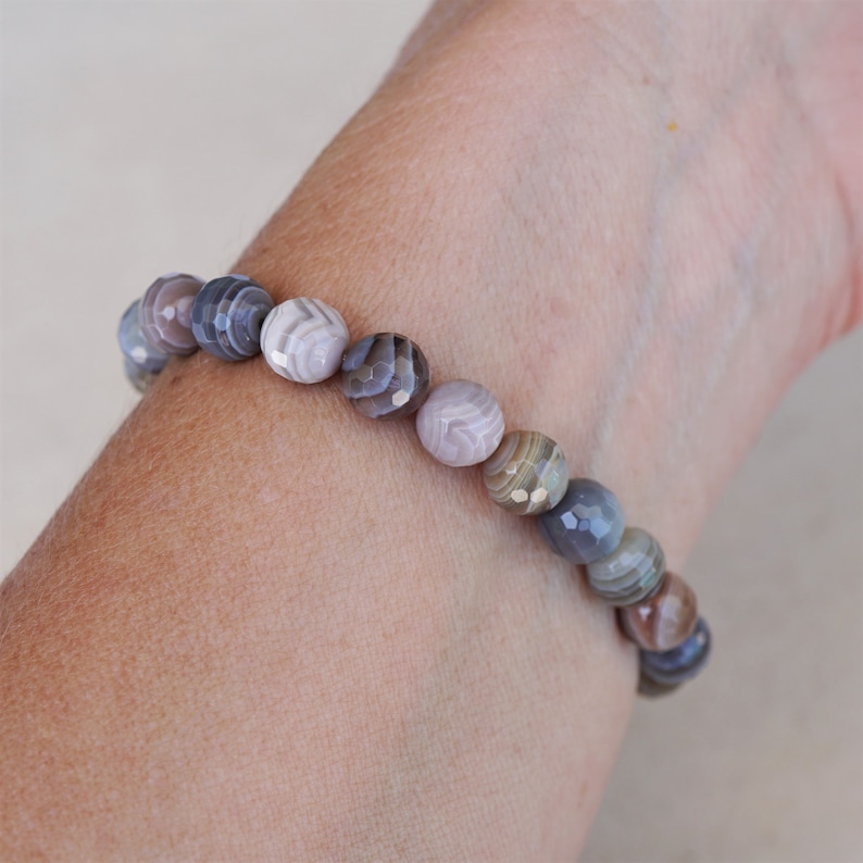 Botswana Faceted Agate Stretch Bracelet