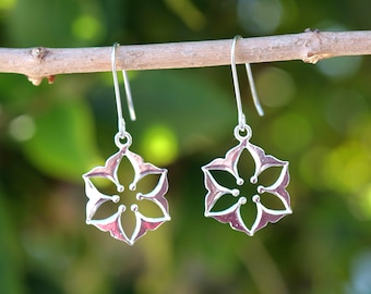 Sterling Silver Cut Out Flower Earrings