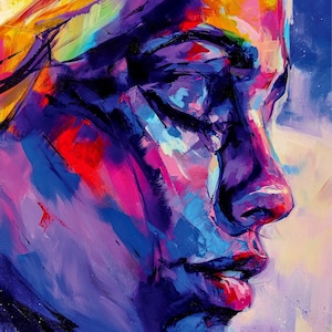 ART PRINT Celeste | Canvas | Paper | Abstract Portrait Wall Art, Colorful Fantasy Poster, Galactic Home Decor, Mystical Celestial Painting