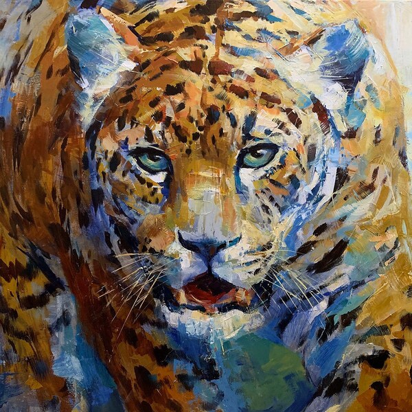 LEOPARD Print | Leopard Artwork, Leopard Portrait, Big Cat Art Print, Mountain Cat, Endanger Species, Spotted Kitty, Wild Animal Portrait
