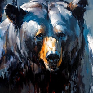 ART PRINT Forest Dweller | Canvas | Paper | Black Bear Poster, Wildlife Painting, Farmhouse Wall Decor, Rustic Housewarming Gifts, Bedroom