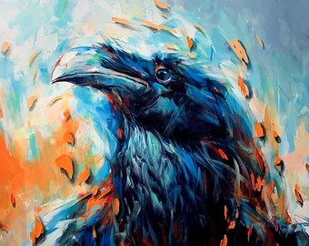 THE SEER Print | Raven Canvas, Raven Home Decor, Raven Wall Art, Raven Poster, Raven Print, Raven Portrait Art, Bird Art