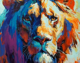 ART PRINT Royalty | Canvas | Paper | Colorful Lion Wall Art, Jungle Animal Poster, African Safari Wildlife Painting, Majestic Home Decor