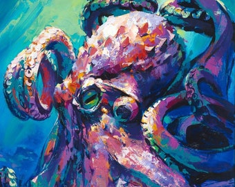 KING OCTOPUS Print, Octopus Print, Octopus Wall Art, Octopus Artwork, Octopus Home Decor, Octopus Poster, Octopus Artwork, Octopus Small Art