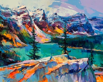 LAKE MORAINE Print | Moraine Lake Poster, Banff Artwork, Canadian Rockies, Alpine Landscape, Canadian Scenery, Alberta Mountains