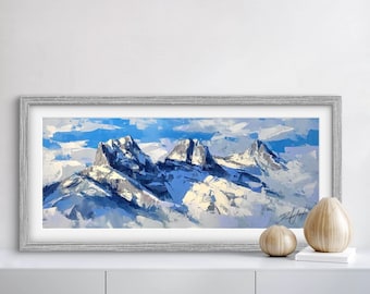 SISTERS in the MIST Print | Mountain Canvas, Landscape Art, Three Sisters Print, Mountains Artwork, Alberta Art