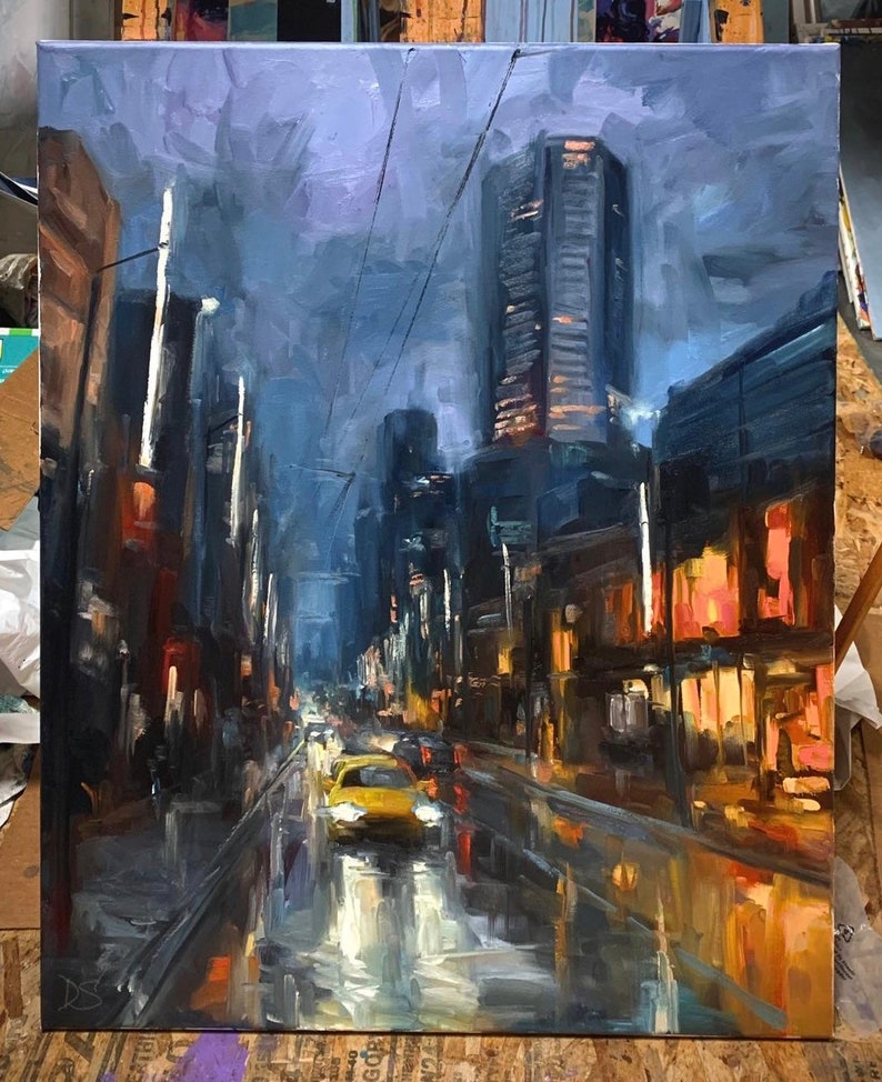 ORIGINAL PAINTING Welcome Back 24x30 oil on Canvas, Original Painting, City Painting, Cityscape Decor, Vancouver Art, cityscape Art image 3