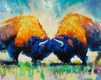 THE EQUILIBRIUM Print | Bison Art, Wildlife Artwork, Bison Print, Wildlife Art, Wildlife Canvas