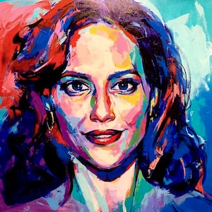 IMPRESSÃO DE ARTE Brittany Murphy | Tela | Papel | Arte de parede de celebridades, Pintura colorida de retrato de atriz, Decoração de casa de cultura pop abstrata