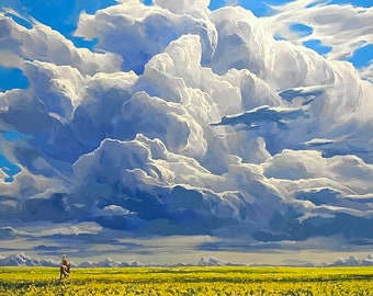 CHASING a DREAM Print | Alberta Art, Alberta Decor, Cloud Poster, Horse Print, Western Fields, Alberta Landscape, Mountains Print