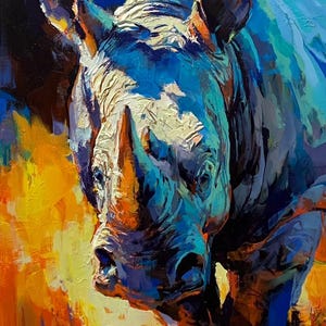 Durch Hitze geschmiedeter Kunstdruck | Poster Nashorn, Nashorn Artwork, Breitmaul Nashorn Print, Afrikanisches Nashorn, Nashorn Kunstwerk, Natur und Tiere