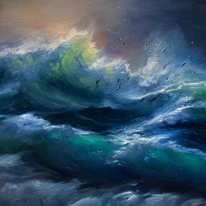 MOVING MOUNTAINS Print | Seascape Canvas, Ocean Print, Storm Art, Seaside Art Print, Ocean Waves Painting, Stormy Seas, Nautical Theme